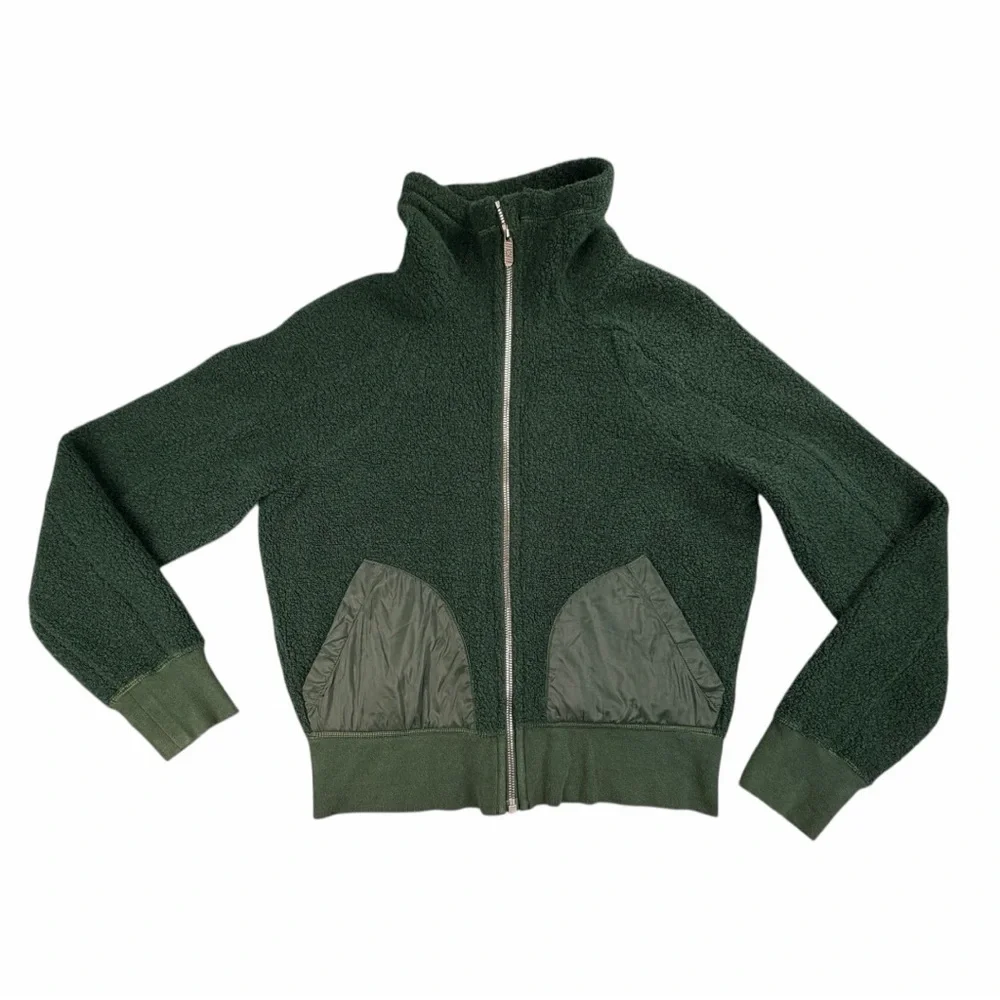 Lululemon Wool Blend High-Neck So Sherpa Bomber Jacket In Malachite Size Medium